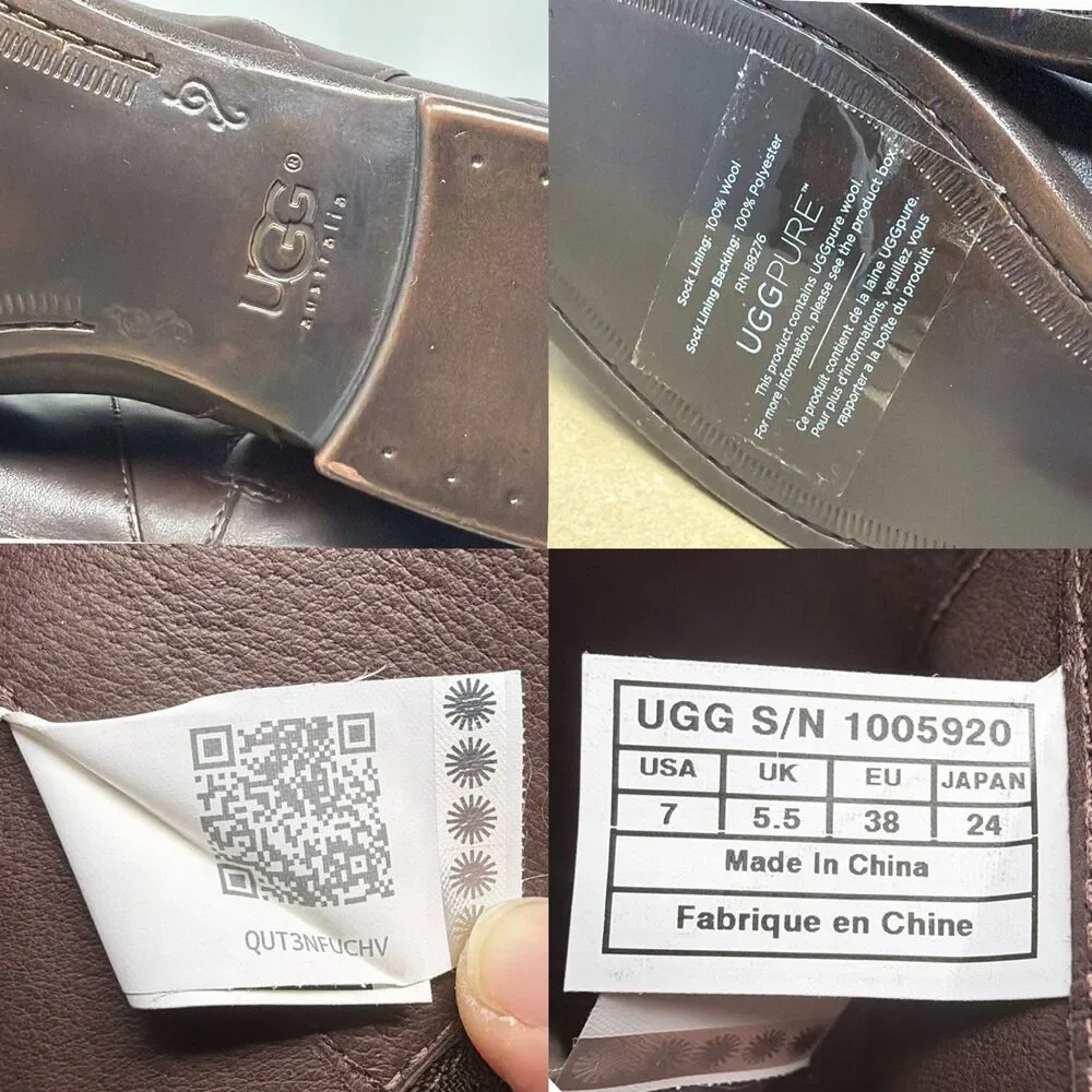 UGG Beryl Women’s 7 Stout Brown Leather Tall Riding Boots 1005920 NEW BOX